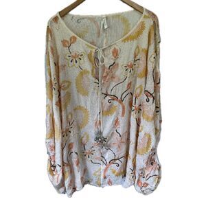 Florabella Floral Shimmer Mini Sequins Embroidered Oversize Kaftan Mini Dress OS